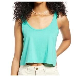 BP. Washed Crop Swing Tank Blue Scoop Neck Cotton & Modal Top Sze XS